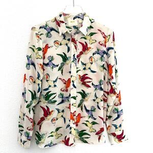 Maeve Multicolor Bird Print Button Down Shirt